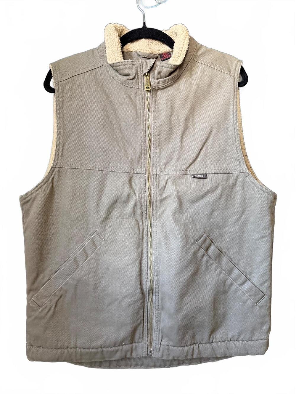 Wolverine Sherpa Lined Canvas Work Vest Men’s Medium Gray Full Zip Utility